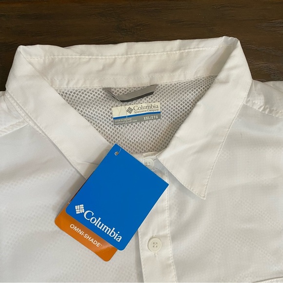 New With Tags Columbia Men's Fishing Omni-Shade Button Up Shirt White Size XXL - Picture 2 of 7